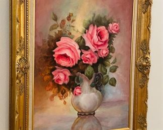 5_____$80 	
painting on canvas of roses 24x31 Dorothy Keyes TX artist 	