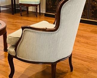 _____$150 	
French provencial armchair teal velvet 36Tx26W arm to arm 	