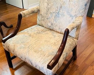 7_____$140 	
Federal style armchair with green light yellow floral print 39Tx 26W 