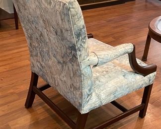 7_____$140 	
Federal style armchair with green light yellow floral print 39Tx 26W 