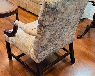 7_____$140 	
Federal style armchair with green light yellow floral print 39Tx 26W 