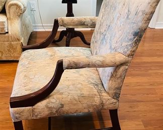 7_____$140 	
Federal style armchair with green light yellow floral print 39Tx 26W 