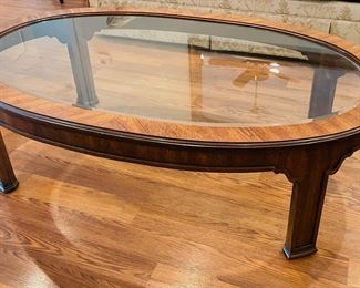 8_____$180 	
Coffee table oval glass top 52x31x16