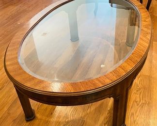8_____$180 	
Coffee table oval glass top 52x31x16
