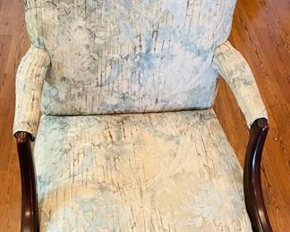 7_____$140 	
Federal style armchair with green light yellow floral print 39Tx 26W 