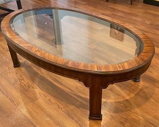8_____$180 	
Coffee table oval glass top 52x31x16