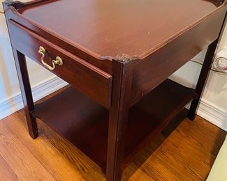 11_____$140 	
Mahogany side table single drawer 20x26x25		