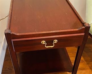 11_____$140 	
Mahogany side table single drawer 20x26x25		