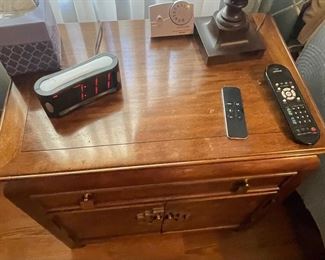 14_____$950 	
Century king size bed (headboard can accommodate 
Queen mattress too)		
Burl wood Asian style Two night chests 25x16x26	
Dresser 62x18x32H	