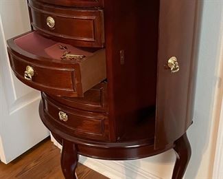 16_____$68 	
half moon jewelry chest18x31x10 - 1 pull missing 	