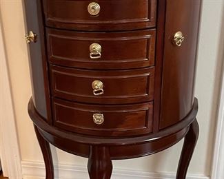 16_____$68 	
half moon jewelry chest18x31x10 - 1 pull missing 	