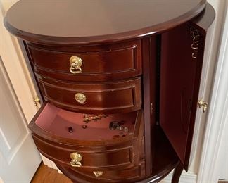 16_____$68 	
half moon jewelry chest18x31x10 - 1 pull missing 	