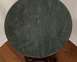 23_____$68 	
Column stand with marble green top round 32x11	