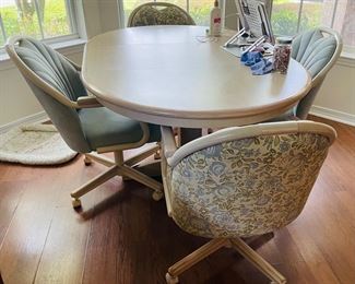 35_____$250 	"
Kitchen table 42""round + 1 leave 17"""		