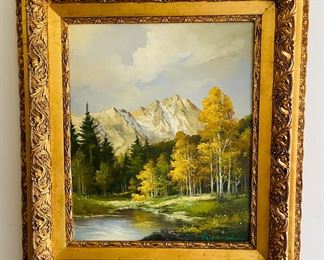 37_____$200 	
Painting Rocky Mountain in old Vict frame regilded 29x36		