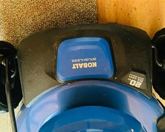 38_____$180 	
Kobalt Brushless leaf bag in garage 