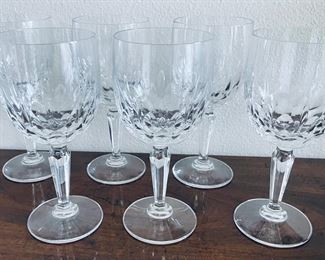 _____$68 	
Set of six round crystal wine glasses 