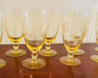 _____$80 	
Set of yellow etched water glasses 	