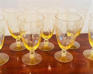 _____$80 	
Set of yellow etched water glasses 	