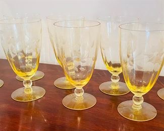 _____$80 	
Set of yellow etched water glasses 	