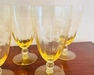 _____$80 	
Set of yellow etched water glasses 	