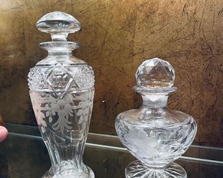 _____$90 	
2 crystal perfume bottles 5"" & 6"""		