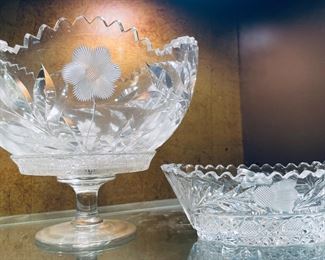 _____$56 	
Cut crystal pitcher etched with flowers 	