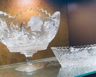 _____$56 	
Cut crystal pitcher etched with flowers 	