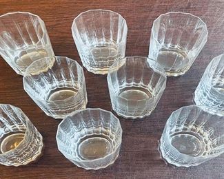 _____$90 	
MCM Set of 9 oval faceted Dansk stamped France wiskey rocks old fashion	