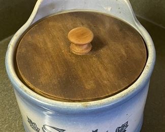 _____$34 	
Salt crock with wood top 