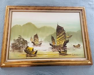 _____$80 	
31x44 Asian ship oil on canvas 		