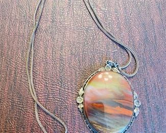 _____$50 	
Sterling chain with oval agathe pendant large 