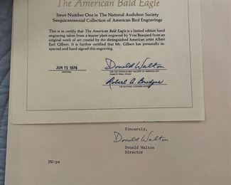 _____$110 	
Albert Earl Gilbert Audubon 24x31 The Bald Eagle