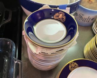 Baker Hotel (Mineral Wells, Texas) set of China from the 1920's made by Syracuse - Cobalt Blue 128 pieces - gold border. $1000 for the set 