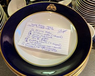 Baker Hotel (Mineral Wells, Texas) set of China from the 1920's made by Syracuse - Cobalt Blue 128 pieces - gold border. $1000 for the set 
