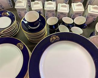 Baker Hotel (Mineral Wells, Texas) set of China from the 1920's made by Syracuse - Cobalt Blue 128 pieces - gold border. $1000 for the set 