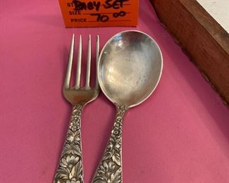 $70 Repousse sterling kirk and Sons spoon and fork. 