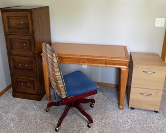 HQ Wood Filing Cabinet • Mark David Writing Desk 