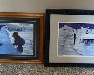 (Right) Carol J. Endres Lithograph “Christmas Eve Visitors” (1210/2500)