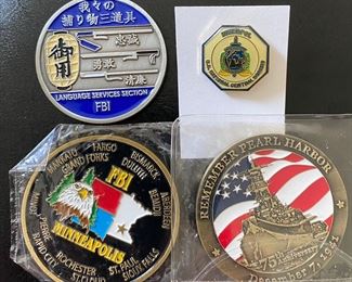 Challenge Coins • Pearl Harbor, Minneapolis, Japanese Language Services Section , FBI / DOJ