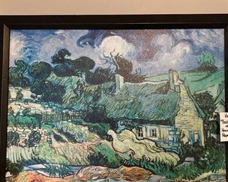 Hand Painted Van Gogh Oil Reproduction • “Thatched Cottages at Cordeville” 