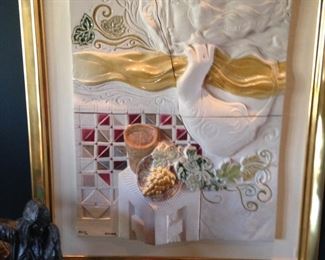 Very rare original of the four seasons by the Spanish artist Alvar sold us a complete set only. Frames are 22 karat liquid gold. Request a viewing.