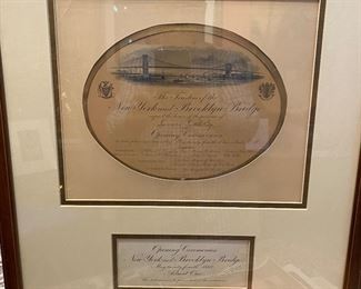 New York Brooklyn Bridge invitation to opening 1883