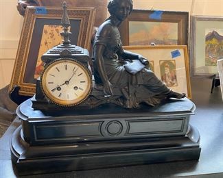 Late 19 century French clock on marble base running !
