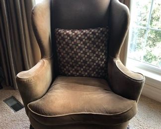 PAIR OF TAN VELVET WINGBACKS