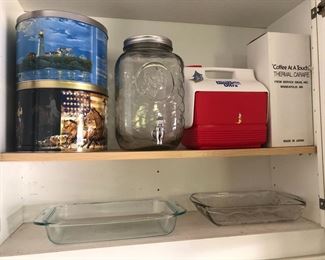 CASSEROLES, COOLER, TINS & CRAFFE 