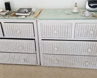 Wicker dressers with glass tops