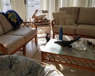 Rattan coffee table with glass top