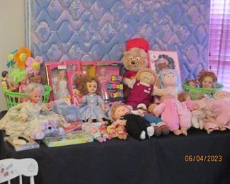 Dolls.  Barbie's and misc.  Alvin.  Cabbage Patch.