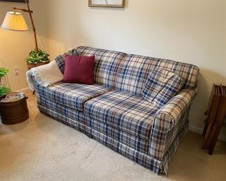 Plaid Sofa loveseat - full size sleeper